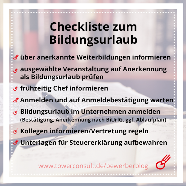 Checkliste zum Bildungsurlaub