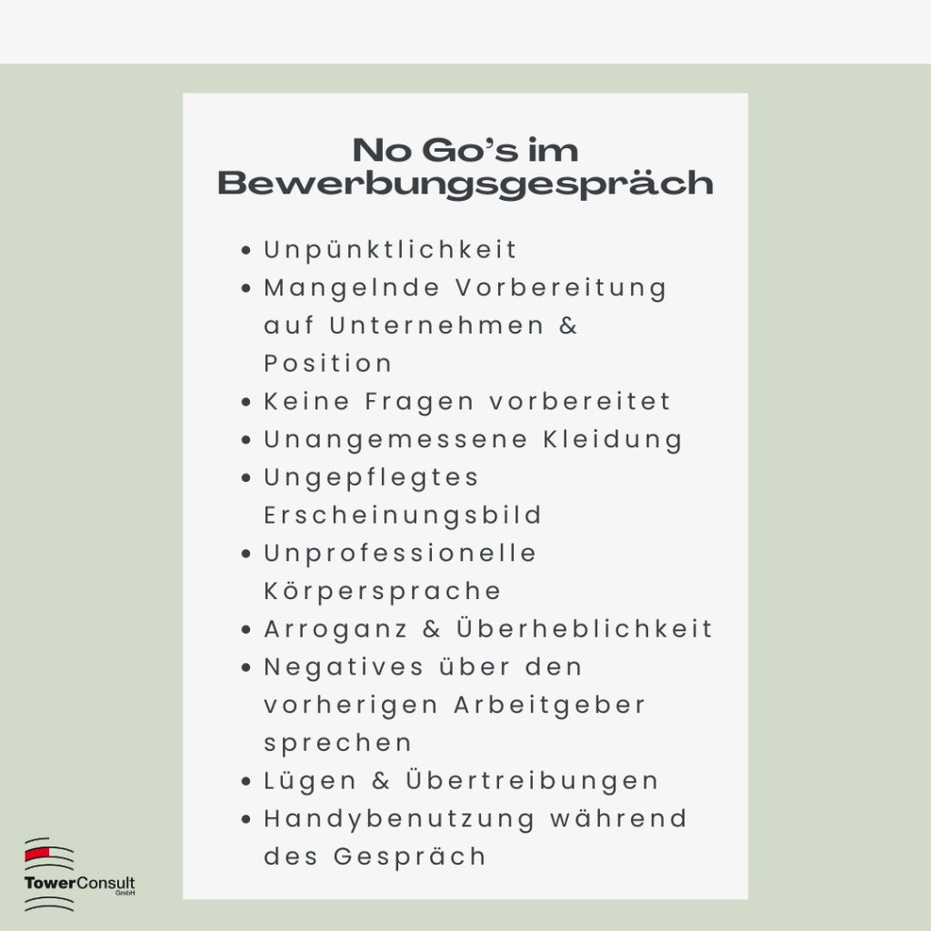 NoGOs Bewerbungsgespräch